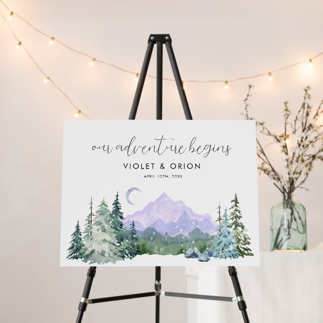 Our Adventure Begins Wedding Welcome Sign (In Situ (Stand))