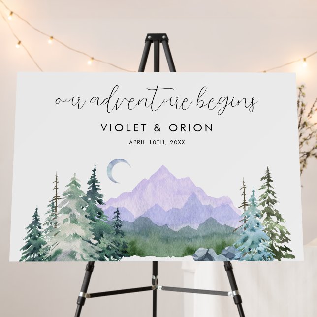 Our Adventure Begins Wedding Welcome Sign (In Situ (Stand))