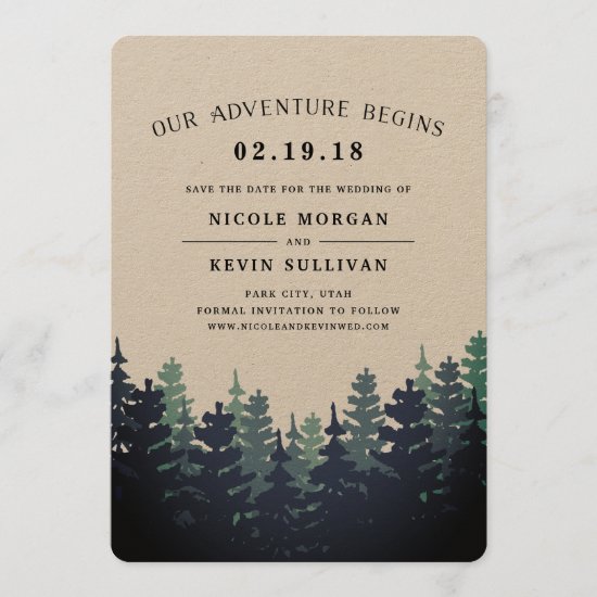 Our Adventure Begins | Winter Forest Save the Date