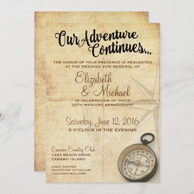 Our Adventure Continues Anniversary Invitation (Front/Back)