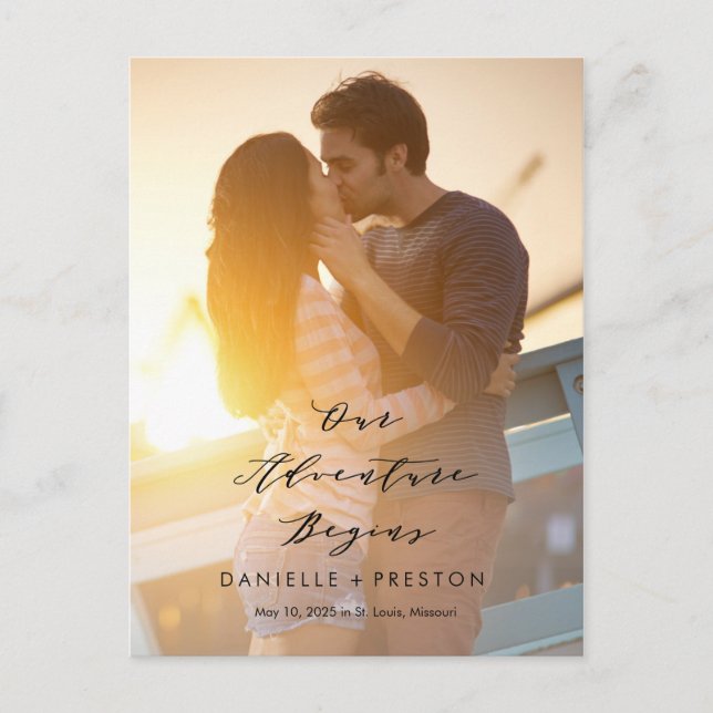 Our Adventure EDITABLE COLOR Save The Date Postcard (Front)