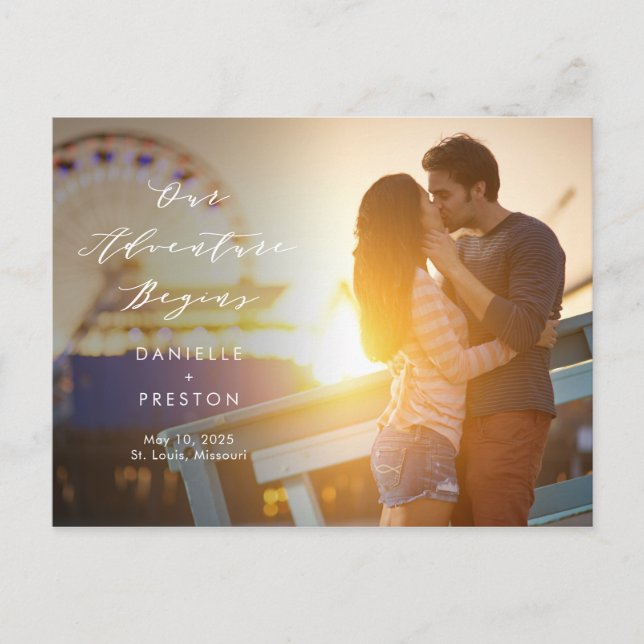 Our Adventure EDITABLE COLOR Save The Date Postcard (Front)