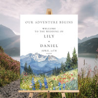 Our Adventure Mountain Floral Wedding Welcome Sign