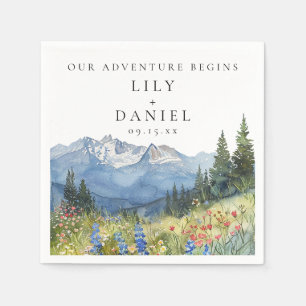 Our Adventure Mountain Wildflower Wedding Napkins