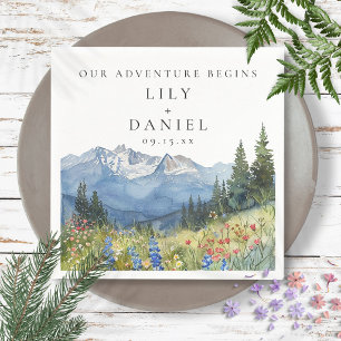 Our Adventure Mountain Wildflower Wedding Napkins