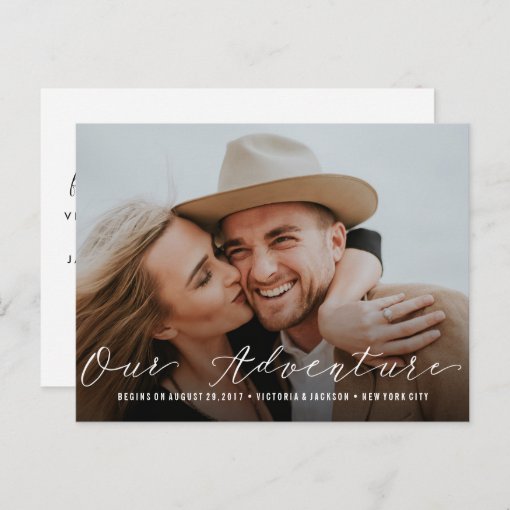 Our Adventure | Wedding Save the Date Photo Announcement Postcard | Zazzle