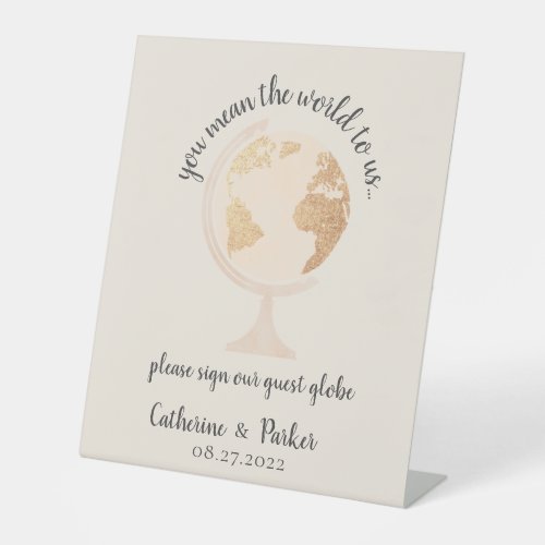 Our Adventure World Globe Map Travel Gold Wedding Pedestal Sign