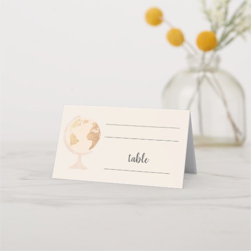 Our Adventure World Globe Map Travel Gold Wedding Place Card