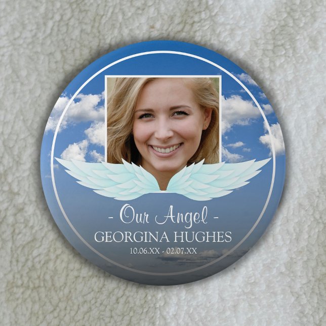 Our Angel Custom Photo Funeral Button (Creator Uploaded)