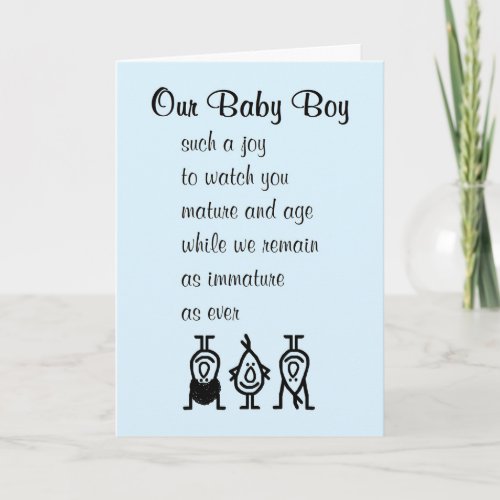 Our Baby Boy A Funny Birthday Poem For Our Son Card