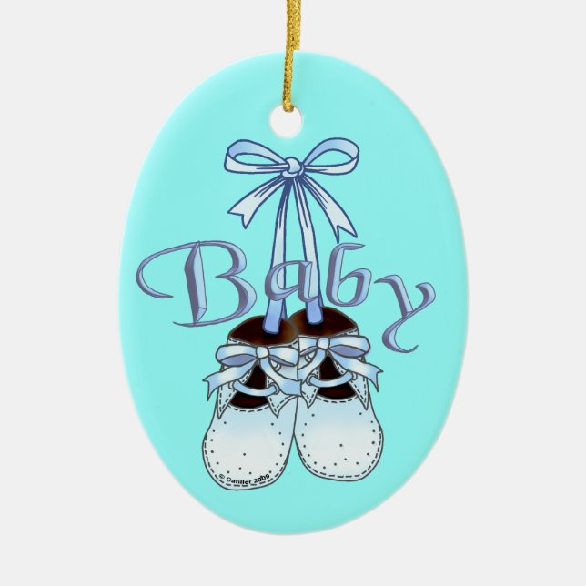 Our Baby Boy Shoes ornament  (Front)