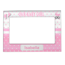 Our Baby Girl -  Baby Pink Polka Dots Magnetic Frame