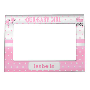 Our Baby Girl - Baby Pink Polka Dots Magnetic Frame