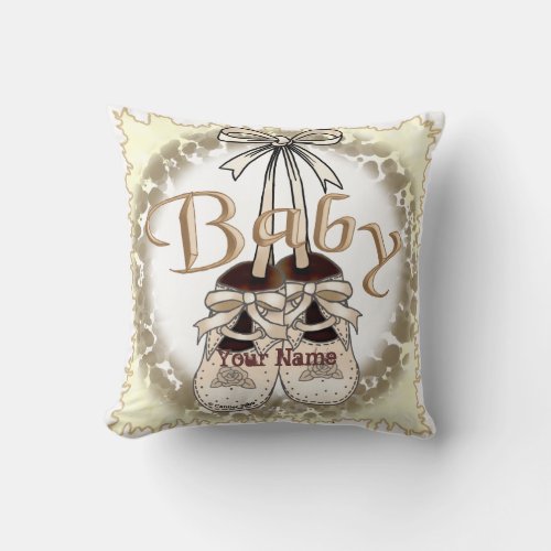 Our Baby Girl Shoes Throw Pillow