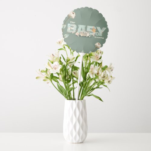 Our Baby is Coming Green Baby Shower Balloon