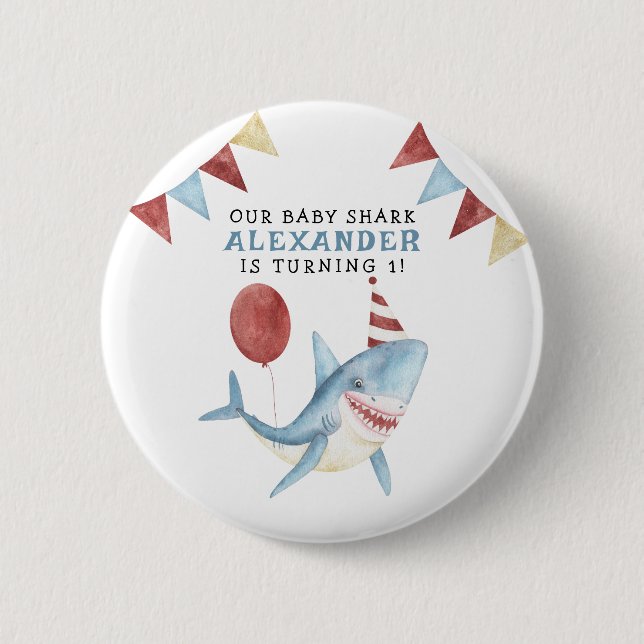 Our Baby Shark 1st Birthday Under The Sea Button (Front)