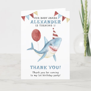Our Baby Shark 1st Birthday Under The Sea Letterpress Thank You Card