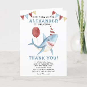 Our Baby Shark 1st Birthday Under The Sea Letterpress Thank You Card