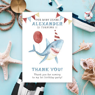 Our Baby Shark 1st Birthday Under The Sea Thank You Card