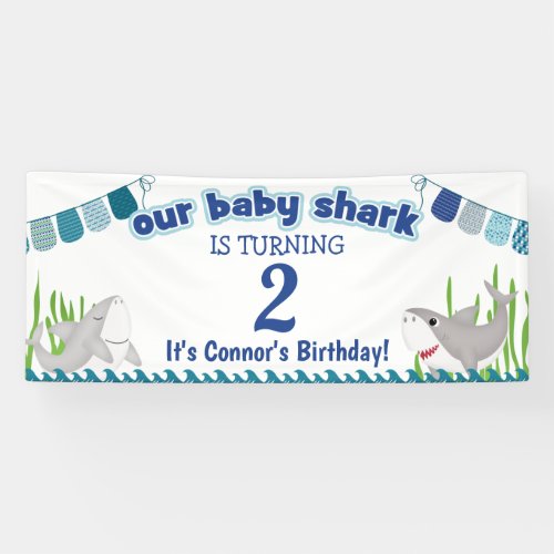 Our Baby Shark Add Your Age Kid Birthday Banner