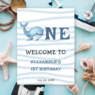 Our Baby Whale 1st Birthday Under the sea Poster