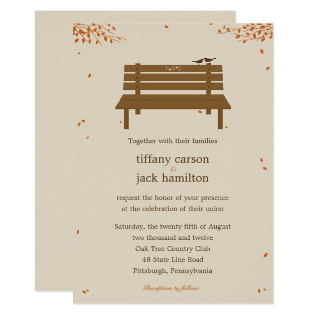 Our Bench Fall Wedding Invitation