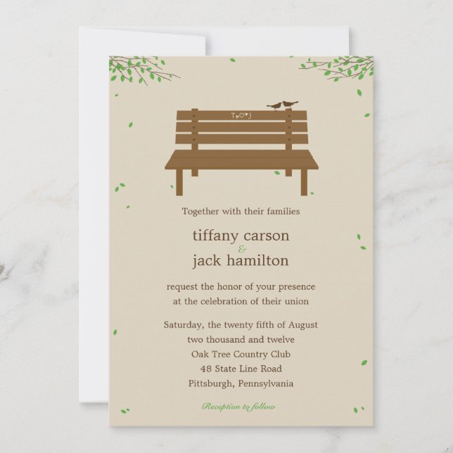 Our Bench Wedding Invitation (Front)