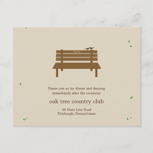 Our Bench Wedding Reception Card
