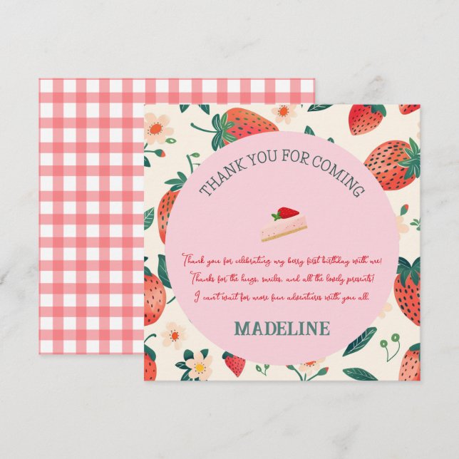 Our Berry Sweet Birthday Message Thank You Card (Front/Back)