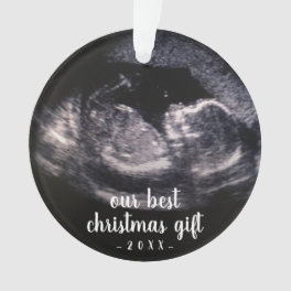 Our Best Christmas Gift Cute Blue Ultrasound Photo Ornament