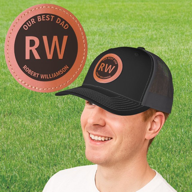 Our Best Dad Personalized Monogram Name Leather Patch Hat (Creator Uploaded)
