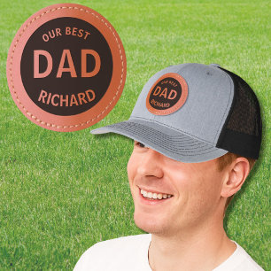 Our Best Dad Personalized Monogram Name Leather Patch Hat