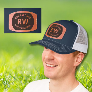 Our Best Dad Personalized Monogram Name Leather Patch Hat