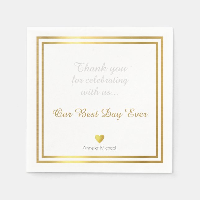 our best day ever wedding party paper napkins (Front)
