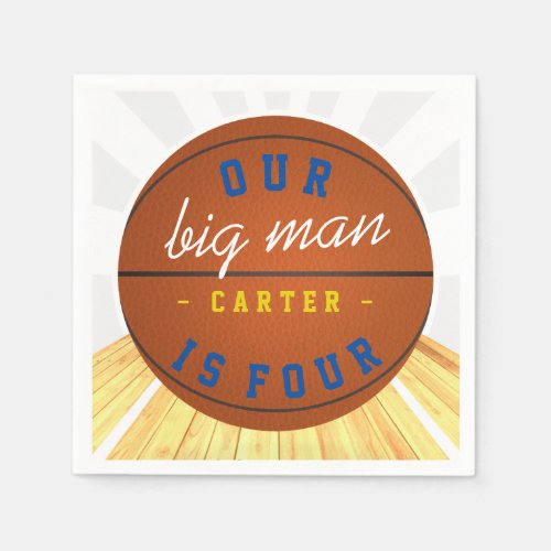 Our Big Man is Four Basketball Theme Birthday Napkins