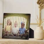 Our Blended Family Full Photo Layout Keepsake Plaque<br><div class="desc">The perfect special memories family photo home accent piece to capture your family's special memories.  Modern minimal family photo plaque features a large single photo layout to display your blended family photo with "Our Blended Family" overlay in a white brush script typography,   personalized family name.</div>