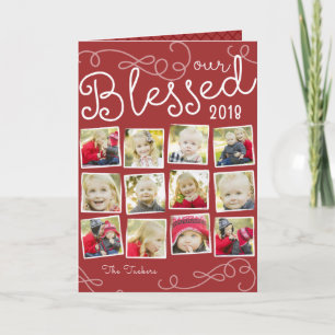 Our Blessed Year Christmas Photo Card Red Collage