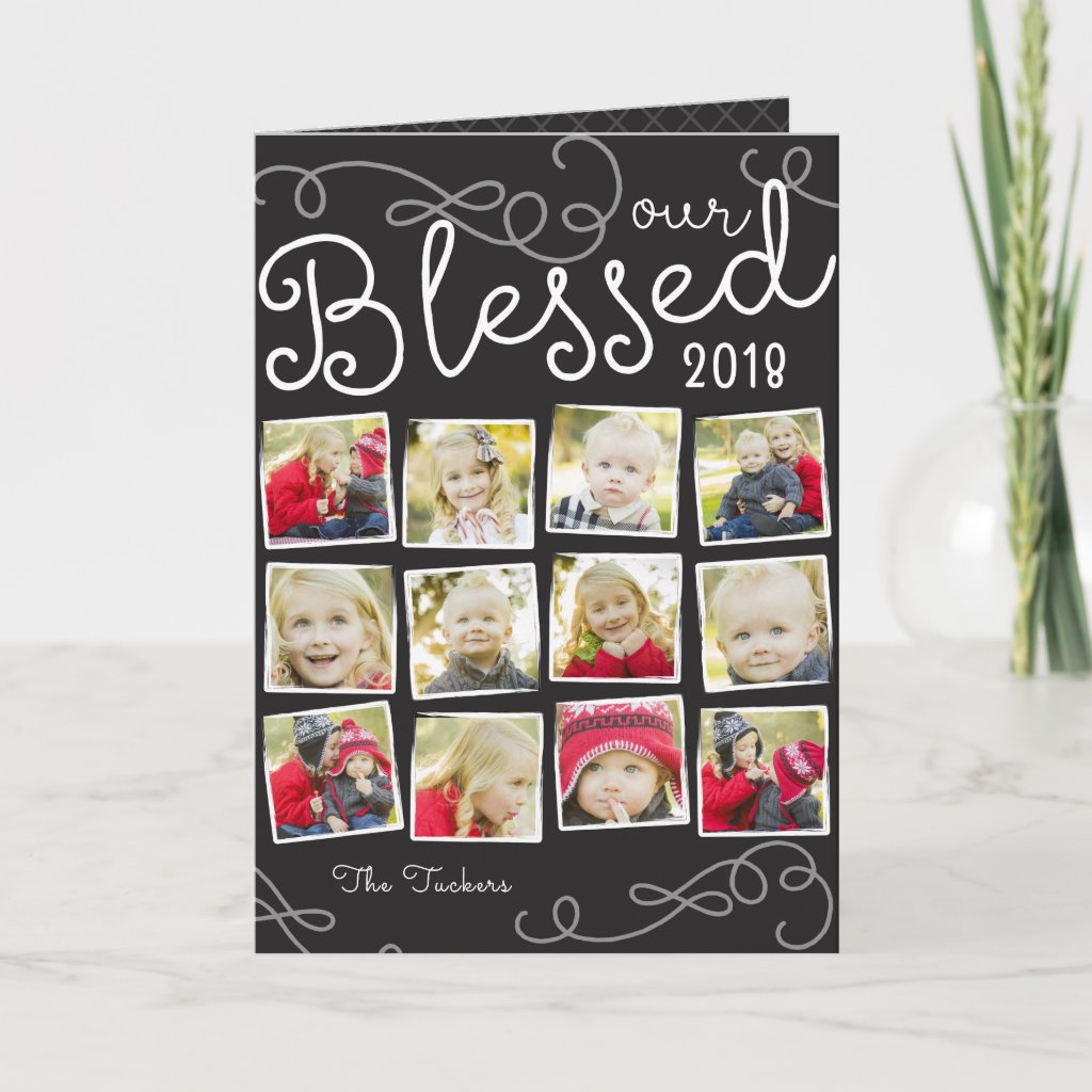 Our Blessed Year Christmas Photo Collage Card