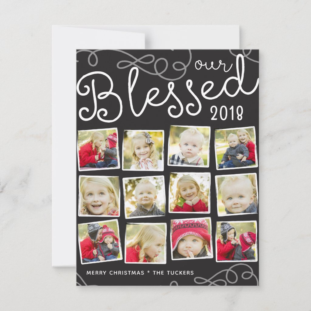 Our Blessed Year Christmas Photo Collage Holiday Card
