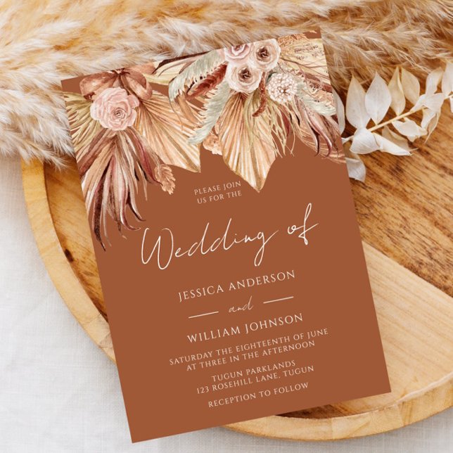 Our Bohemian Wedding: Terracotta Dried Floral Boho Invitation (Creator Uploaded)