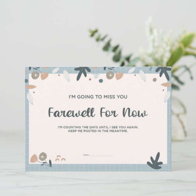 Our Boho Pastel Farewell Miss You Flat Card (Standing Front)