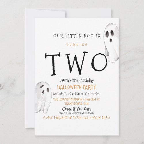 Our Boo is Two Cute Ghost Halloween Invitation