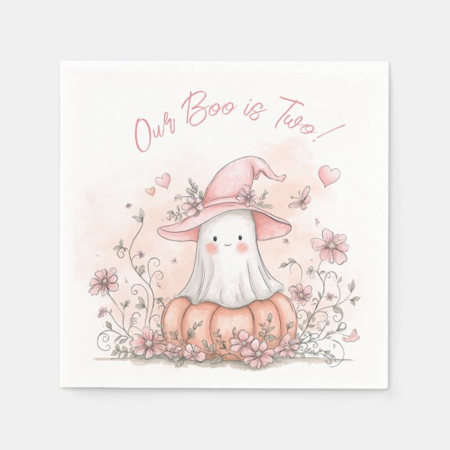 Our Boo is Two Halloween Birthday Napkins (Front)