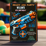 Our Boy Cool Nerf Wars Party Top Gun 8th Birthday Invitation