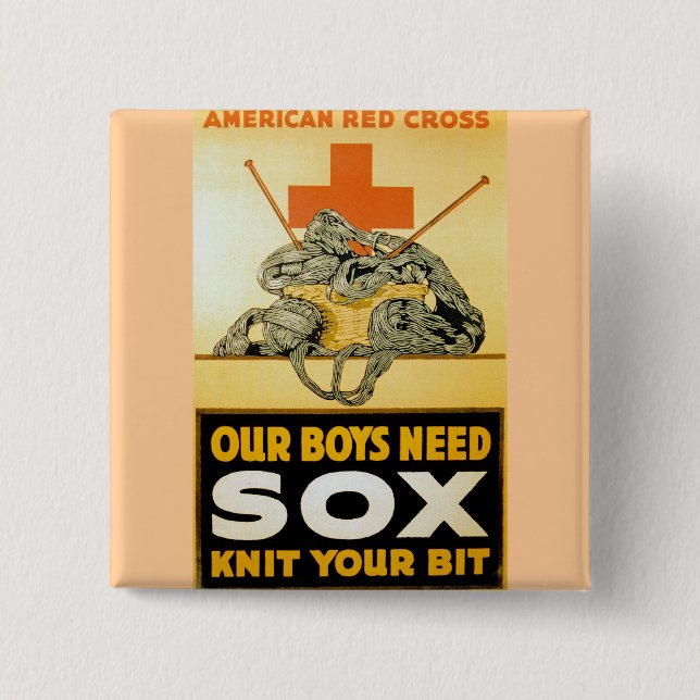 Our Boys Need Sox ~ Knit Your Bit Button (Front)