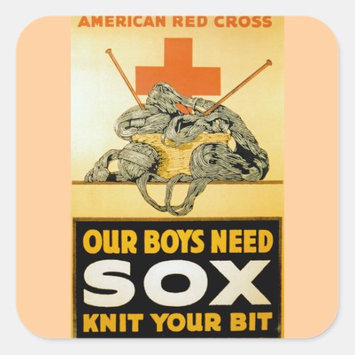 Our Boys Need Sox  Knit Your Bit Square Sticker