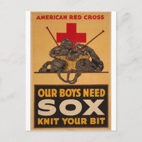 Our boys need sox Red Cross World War 2 Postcard