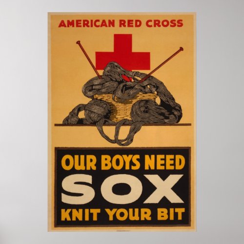 Our boys need sox Red Cross World War 2 Poster