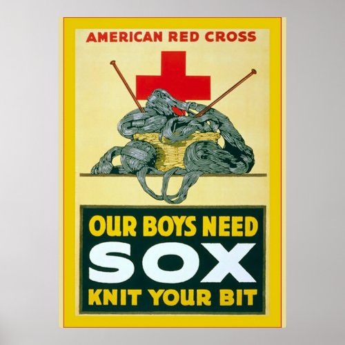 Our Boys Need Sox  Vintage World War 1 Poster