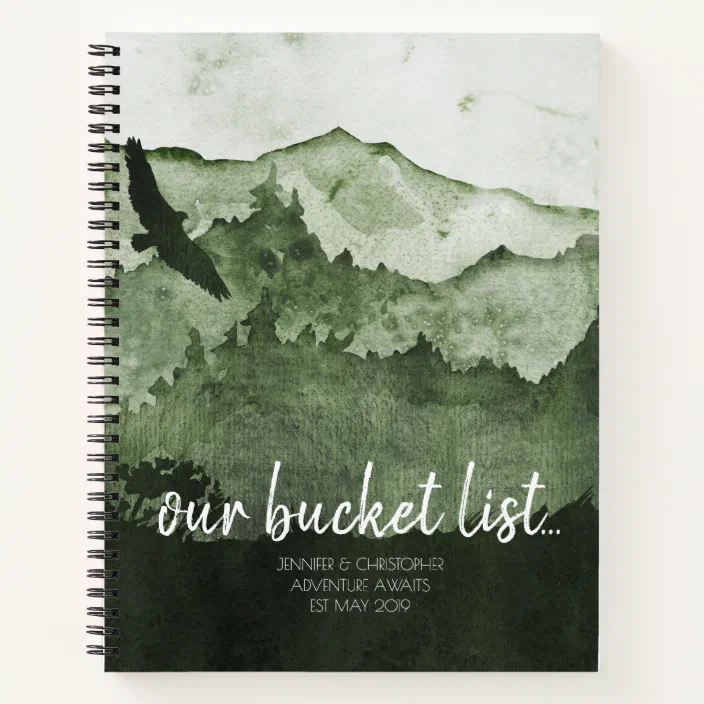 Our Bucket List Couples Adventure Keepsake Notebook Personalized With Names and Established Date